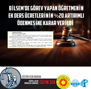 BİLSEM'DE Görev Yapan Öğretmenin Ek Ders Ücretlerinin %20 Artırımlı Ödenmesine Karar Verildi