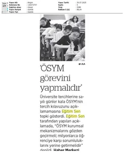 "ÖSYM Görevini Yapmalıdır" / Birgün