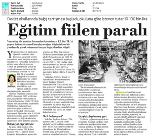 Eğitim Fiilen Paralı / Cumhuriyet