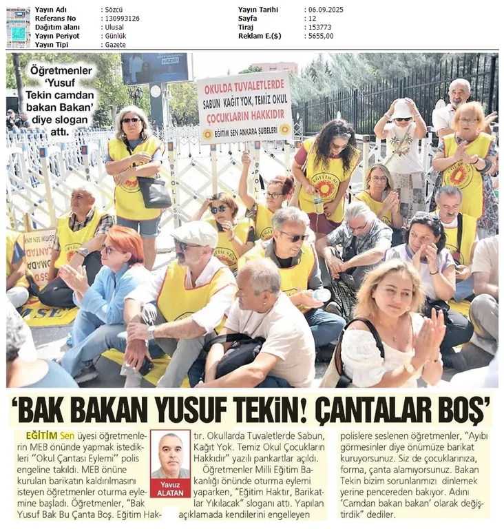 "Bak Bakan Yusuf Tekin! Çantalar Boş" / Sözcü