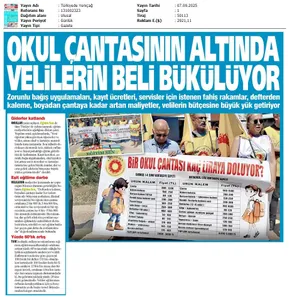 Okul Çantasının Altında Velilerin Beli Bükülüyor / Türkiye'de Yeniçağ