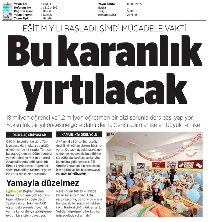 Eğitim Yılı Başladı, Şimdi Mücadele Vakti / Birgün