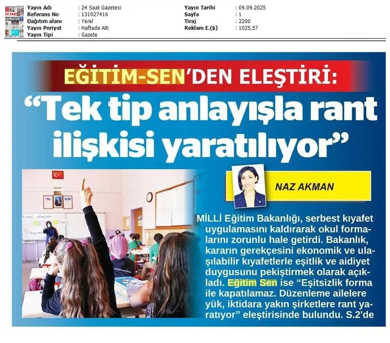 "Tek Tip Anlayışla Rant İlişkisi Yaratılıyor" / 24 Saat Gazetesi