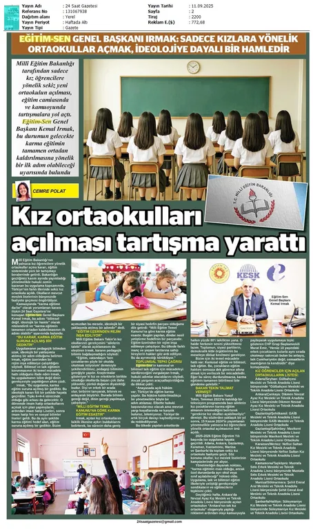 Kız Ortaokulları Açılması Tartışma Yarattı / 24 Saat Gazetesi