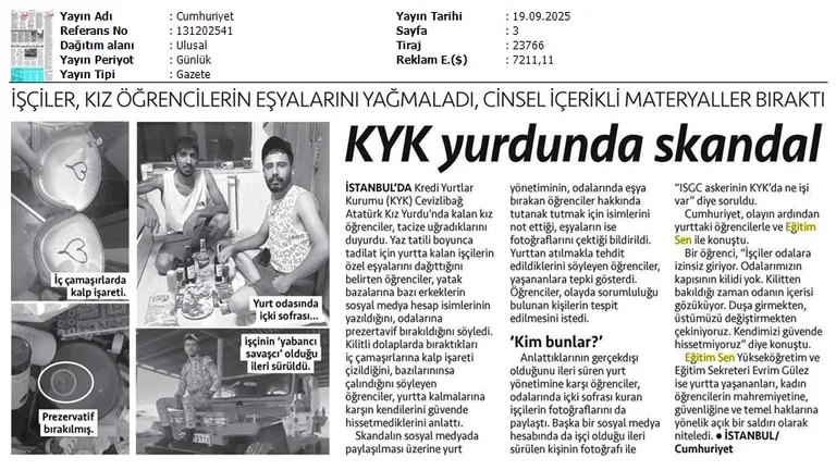 KYK Yurdunda Skandal / Cumhuriyet