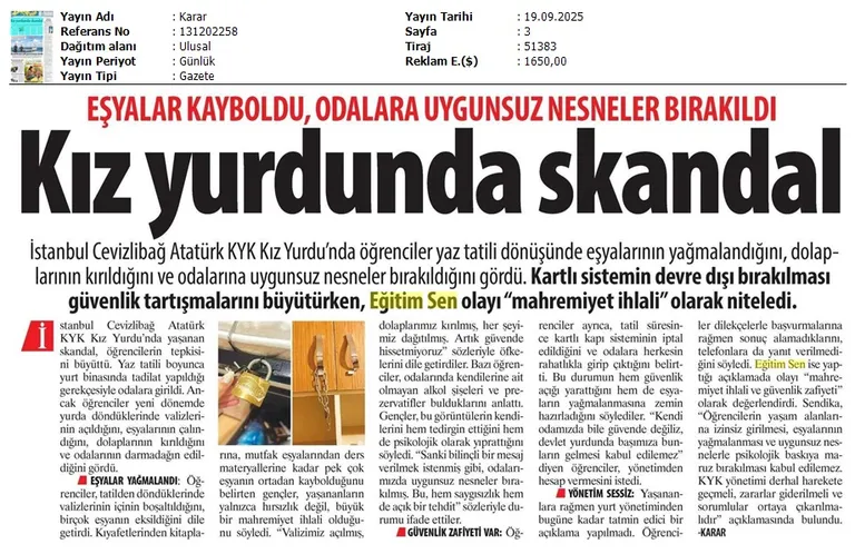Kız Yurdunda Skandal / Karar