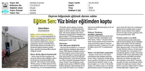 Eğitim Sen: Yüz Binler Eğitimden Koptu / Evrensel