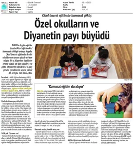 Özel Okulların ve Diyanetin Payı Büyüdü / Evrensel