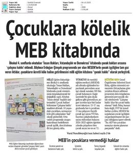 Çocuklara Kölelik MEB Kitabında / Evrensel