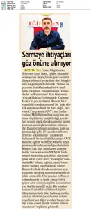 Sermaye İhtiyaçları Göz Önüne Alınıyor / Gazete Damga