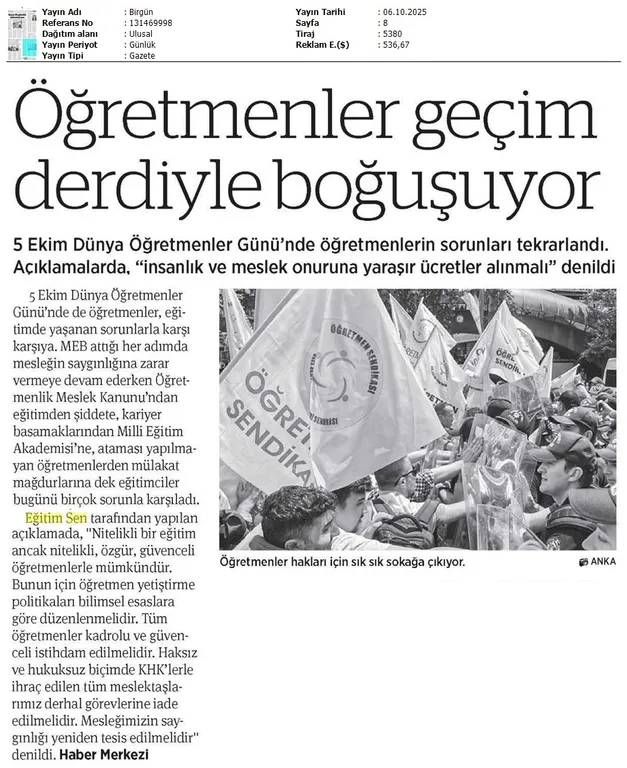 Öğretmenler Geçim Derdiyle Boğuşuyor / Birgün