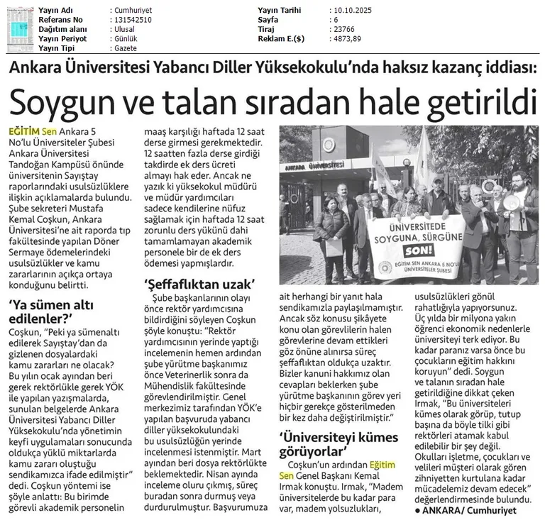 Soygun ve Talan Sıradan Hale Getirildi / Cumhuriyet