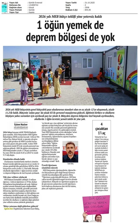 1 Öğün Yemek de Deprem Bölgesi de Yok / Evrensel