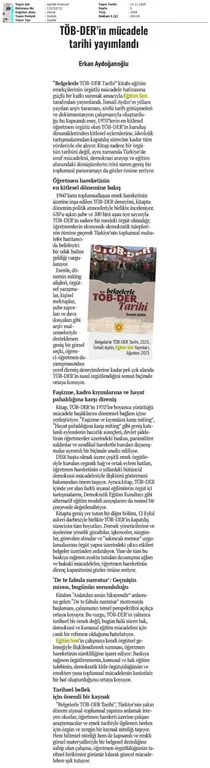 TÖB-DER'in Mücadele Tarihi Yayımlandı / Evrensel