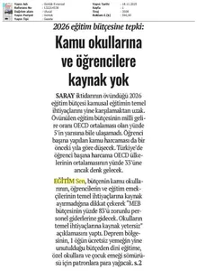 Kamu Okullarına ve Öğrencilere Kaynak Yok / Evrensel