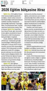 2026 Eğitim Bütçesine İtiraz / Yeni Yaşam