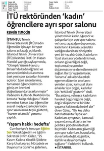 İTÜ Rektöründen 'Kadın' Öğrencilere Ayrı Spor Salonu / Cumhuriyet