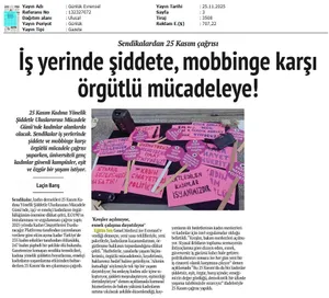 İş Yerinde Şiddete, Mobbinge Karşı Örgütlü Mücadeleye! / Evrensel