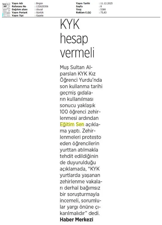 KYK Hesap Vermeli / Birgün