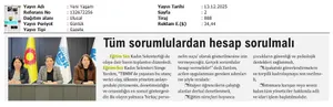 Tüm Sorumlulardan Hesap Sorulmalı / Yeni Yaşam