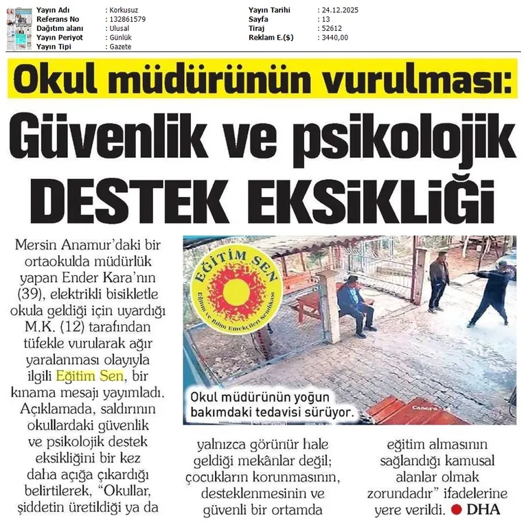 Okul Müdürünün Vurulması: Güvenlik ve Psikolojik Destek Eksikliği / Korkusuz
