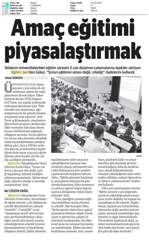 Süresi Değil Asıl Niteliği Tartışılmalı / Birgün