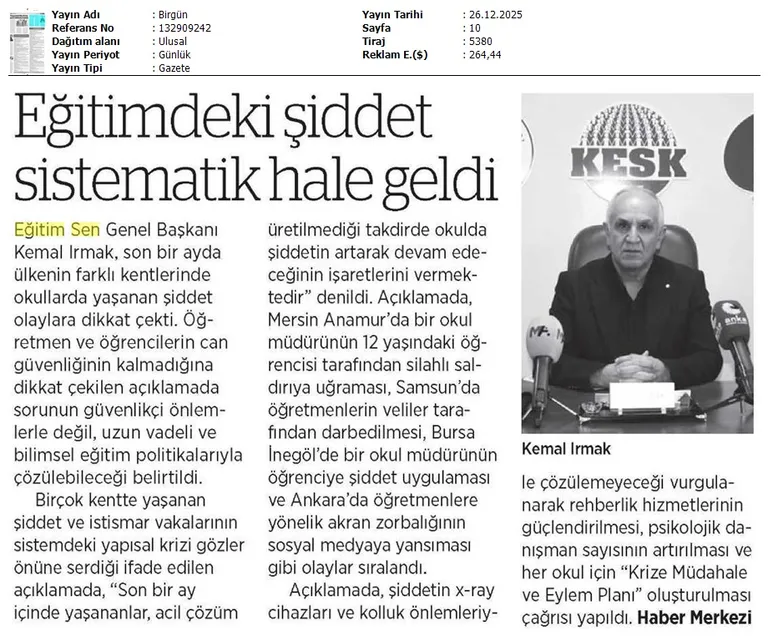 Eğitimdeki Şiddet Sistematik Hale Geldi / Birgün