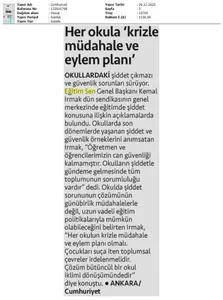 Her Okula 'Krizle Müdahale ve Eylem Planı' / Cumhuriyet