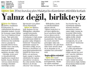 Eğitim Sen 31'inci Kuruluş Yılını Malatya'da Düzenlenen Etkinlikle Kutladı / Cumhuriyet