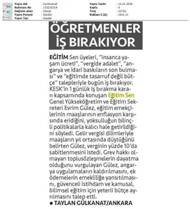 Eğitim Emekçileri Bugün İş Bırakıyor / Cumhuriyet