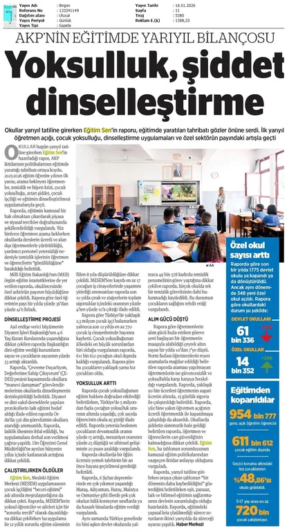 AKP'nin Eğitimde Yarıyıl Bilançosu / Birgün