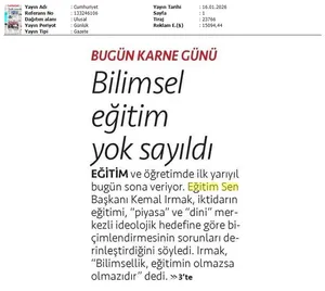 Bilimsel Eğitim Yok Sayıldı / Birgün