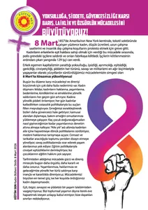 Yoksulluğa, Şiddete, Güvencesizliğe Karşı, Barış, Laiklik ve Özgürlük Mücadelesini Büyütüyoruz! / 8 Mart Bildiri