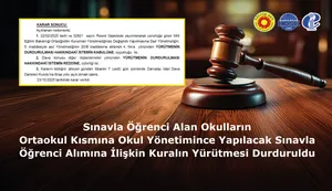 Sınavla Öğrenci Alan Okulların Ortaokul Kısmına Okul Yönetimince Yapılacak Sınavla Öğrenci Alımına İlişkin Kuralın Yürütmesi Durduruldu