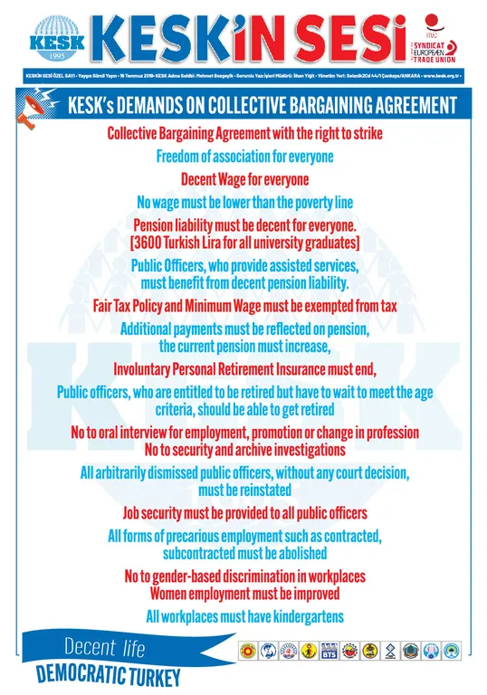 KESK's DEMANDS ON COLLECTIVE BARGAINING AGREEMENT