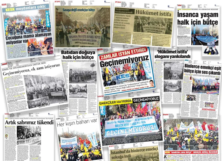 Gazete Manşetlerinde 18-19 Aralık 'Geçinemiyoruz' Mitinglerimiz