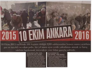 Basında 10 Ekim Katliamı Anması!