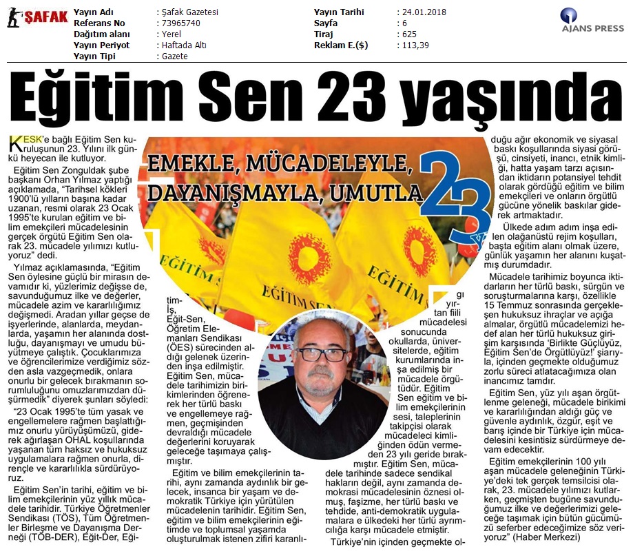 2018_01_24_Safak Gazetesi_Egitim Sen 23 Yasinda_73965740_(1)