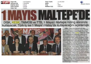Basın özetleri: 1 Mayıs'ta Maltepede'yiz!