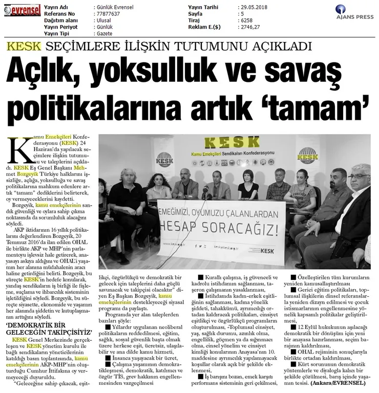 Basında Seçim Bildirgemiz