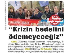 7 Aralık Basında KESK Haberleri