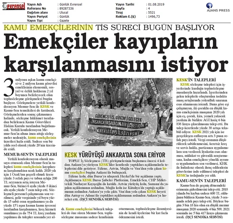 Kamu Emekçileri Hakları İçin Bugün Ankara'da!