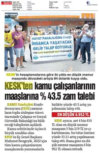 TİS taleplerimiz gazete haberlerinde: