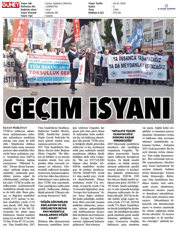 Gazete haberlerinde TÜİK eylemleri