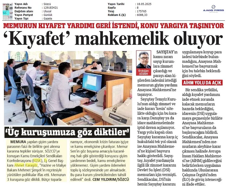 Sayıştay'ın Giyim Yardımı Raporu'na  İlişkin Değerlendirmemiz