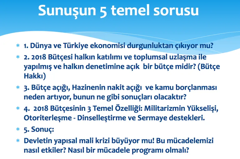 2018 Bütçesi Üzerine Ekonomi Politik Bir Değerlendirme