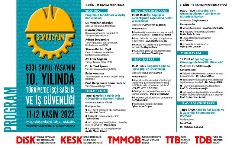 6331 Sayılı Yasa’nın 10. Yılında Türkiye’de İşçi Sağlığı ve İş Güvenliği Sempozyumu