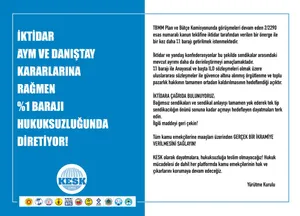 İktidar AYM Ve Danıştay Kararlarına Rağmen %1 Barajı Hukuksuzluğunda Diretiyor!