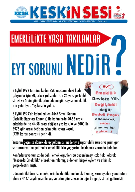 Emeklilikte Yaşa Takılanlar - EYT sorunu NEDİR?