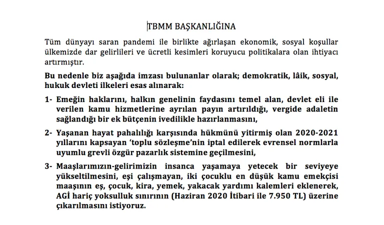 EK BÜTÇE, EK ZAM TALEPLİ BİLDİRİMİZİ VE İMZA METNİMİZİ YAYINLADIK!